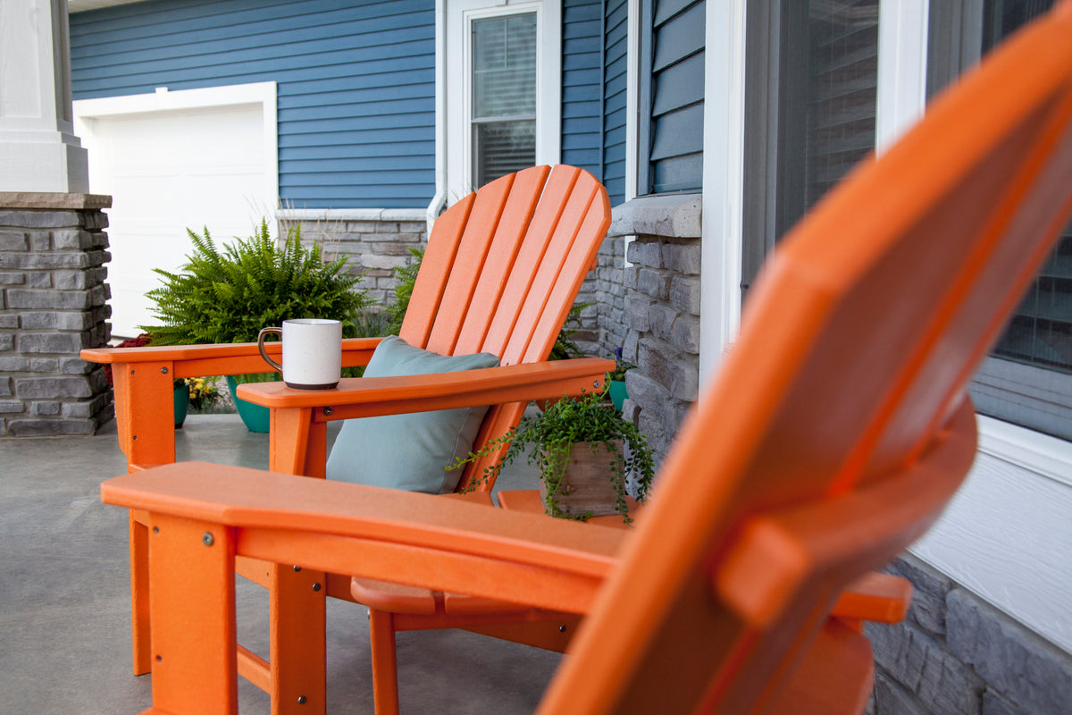 Feature close-up of the POLYWOOD South Beach Adirondack in Tangerine