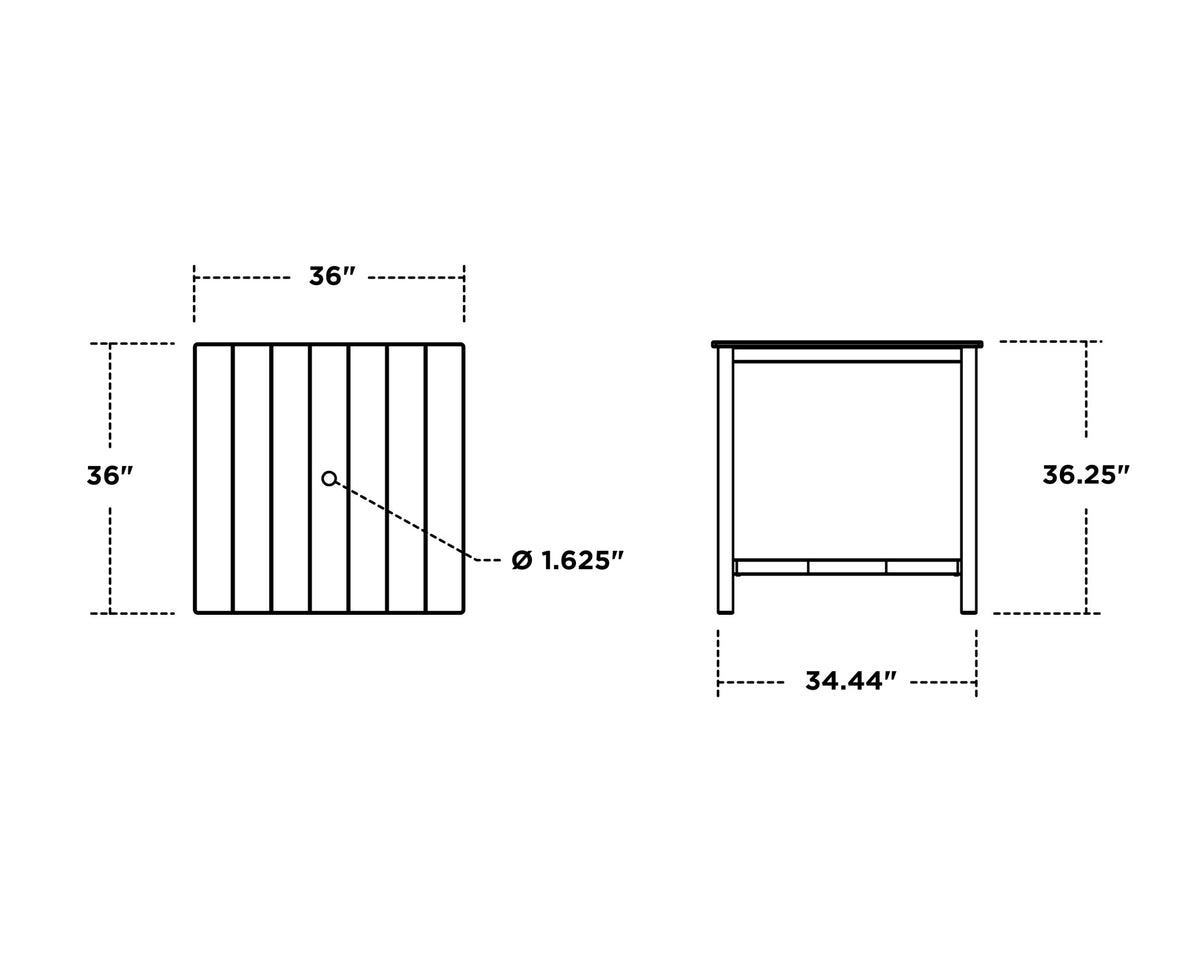 POLYWOOD Main Street 36 x 36 Counter Table dimensions