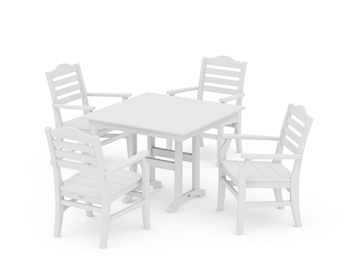 POLYWOOD Savannah 5-Piece Farmhouse Dining Set in Vintage White