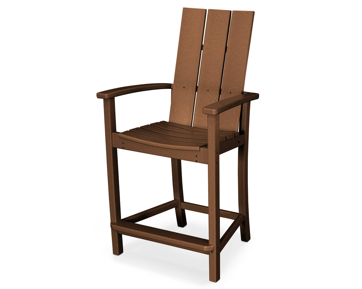 POLYWOOD Modern Adirondack Counter Chair in Teak