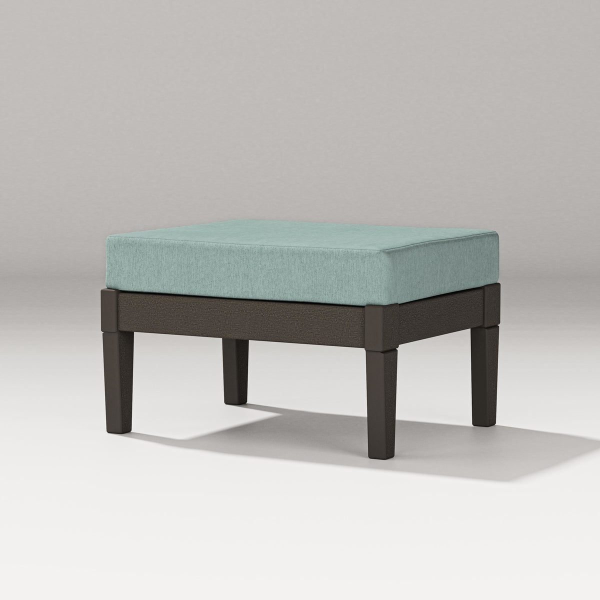 POLYWOOD Estate Lounge Ottoman in Vintage Coffee / Glacier Spa