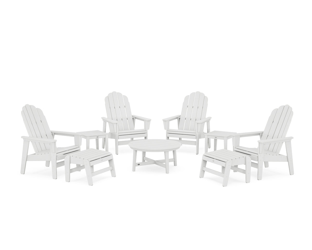 POLYWOOD Vineyard Grand Upright Adirondack 9-Piece Conversation Set in White
