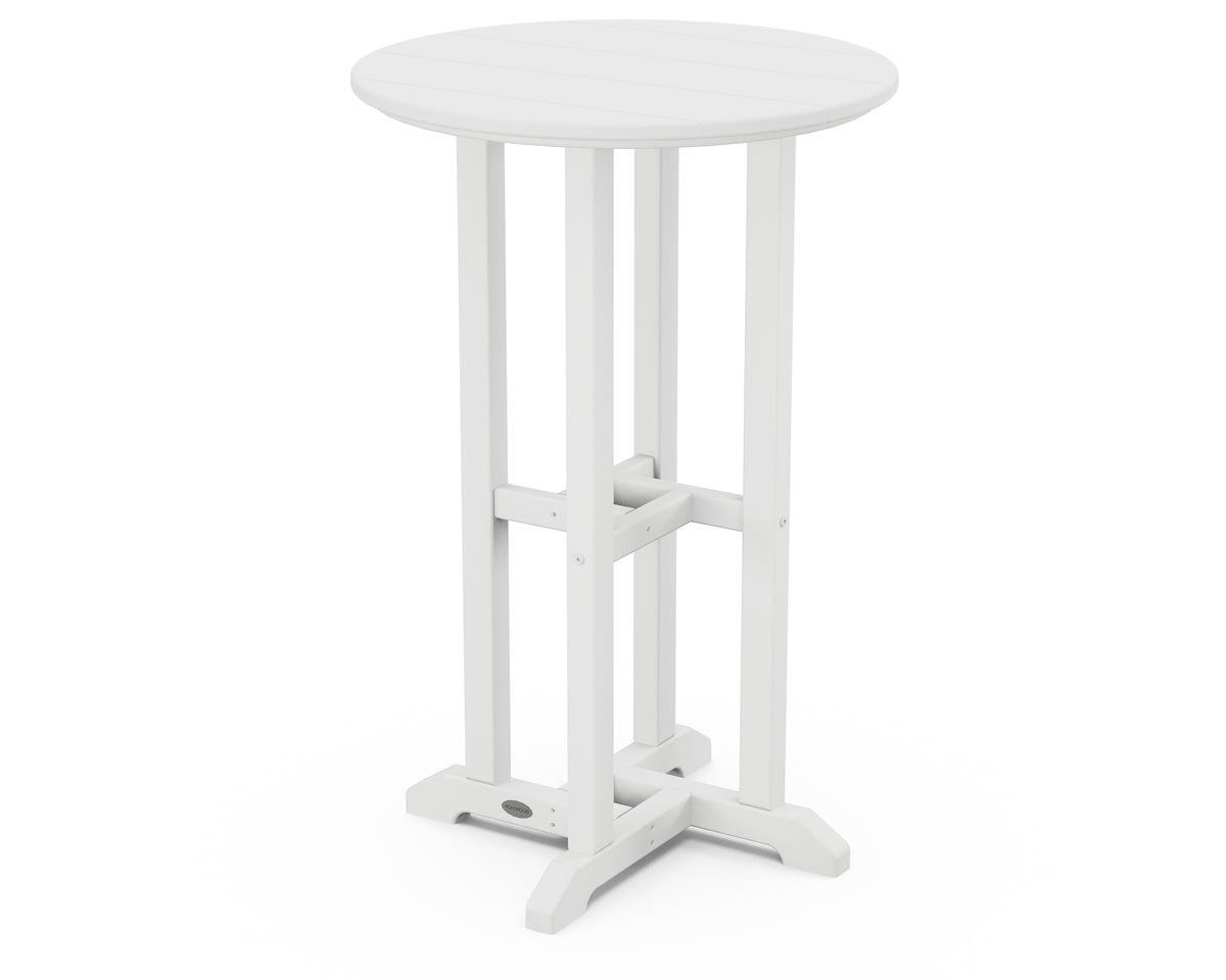 POLYWOOD 24" Round Farmhouse Counter Bistro Table in White