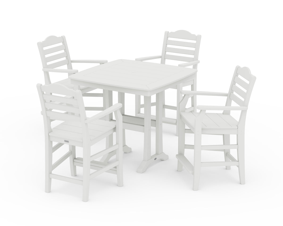 POLYWOOD Savannah 5-Piece Counter Set with Trestle Legs in Vintage White
