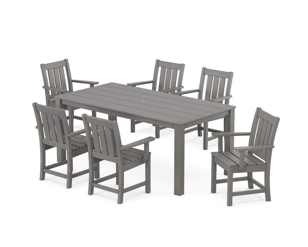 POLYWOOD Oxford Arm Chair 7-Piece Parsons Dining Set in Slate Grey