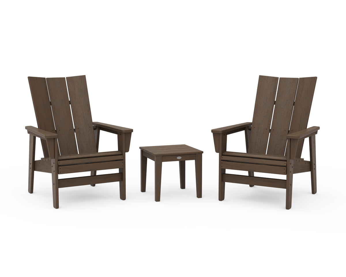 POLYWOOD 3-Piece Modern Grand Upright Adirondack Set in Kona
