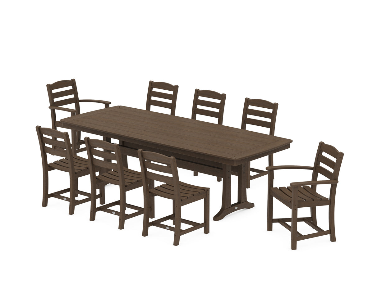 POLYWOOD La Casa Café 9-Piece Dining Set with Trestle Legs in Kona