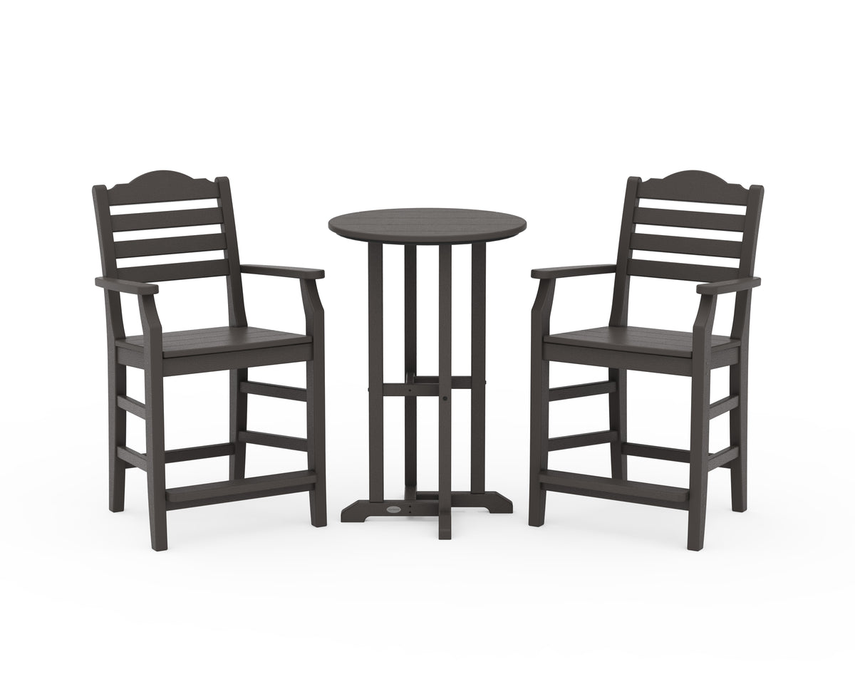 POLYWOOD Savannah 3-Piece Farmhouse Counter Set in Vintage Coffee
