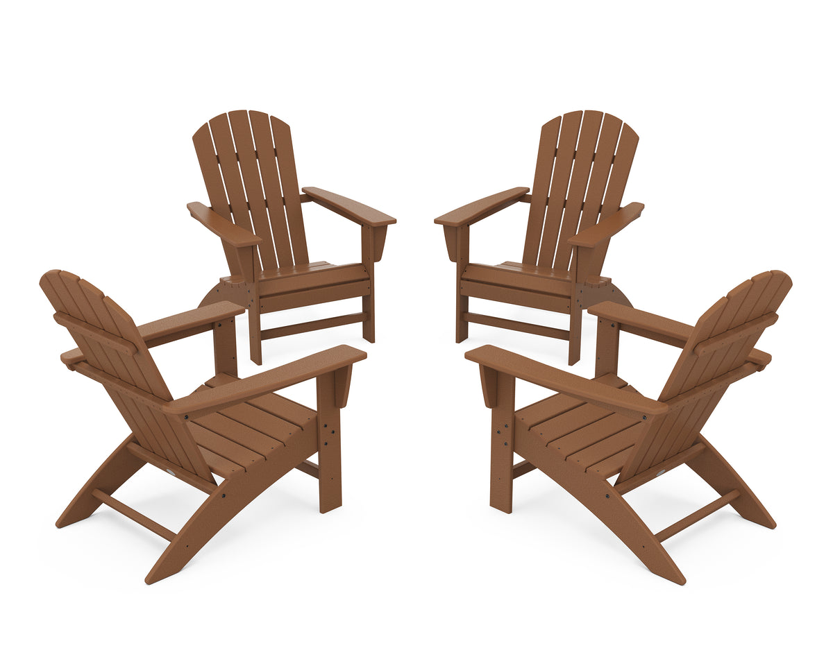 POLYWOOD Nautical 4-Piece Adirondack Conversation Set in Teak