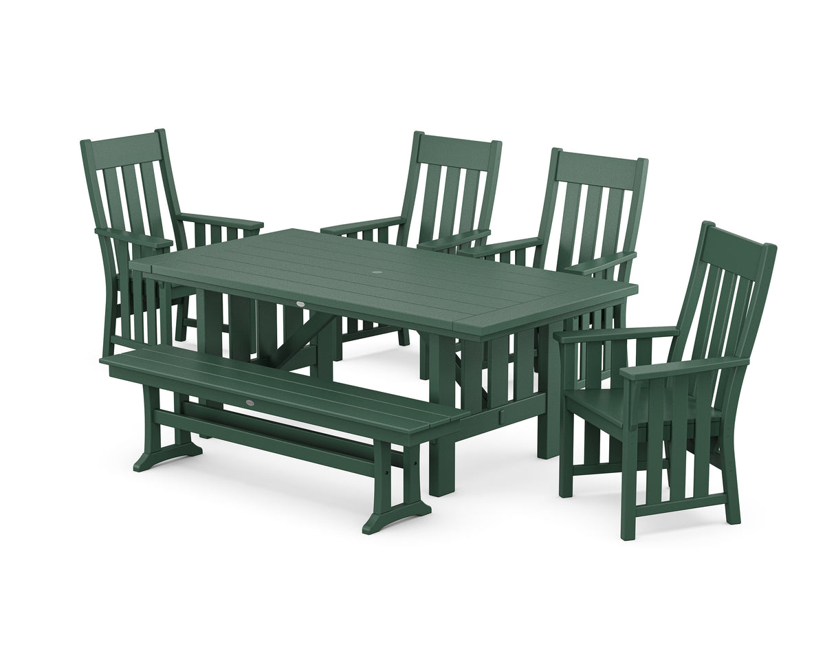 POLYWOOD Acadia 6-Piece Dining Set with Bench in Green