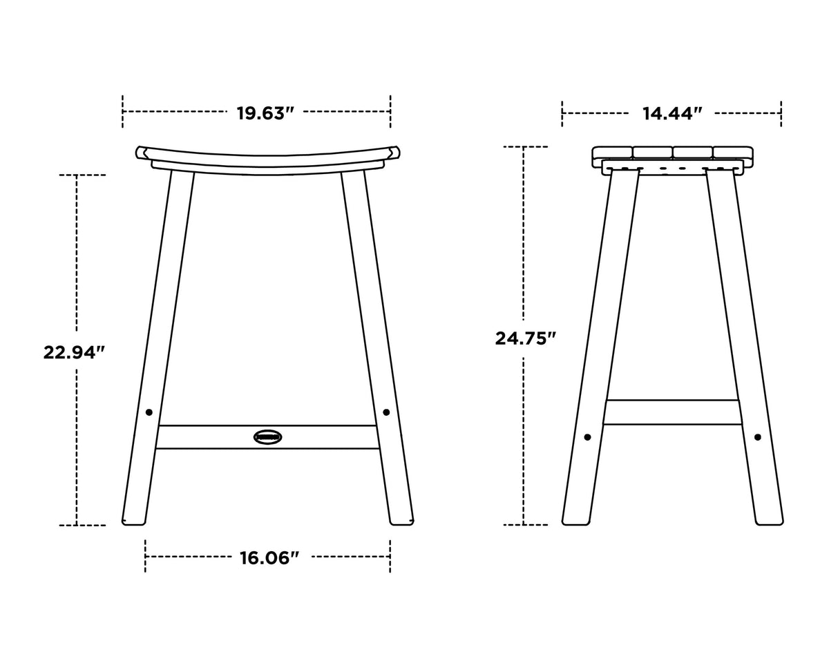 POLYWOOD Contempo 24" Saddle Counter Stool dimensions