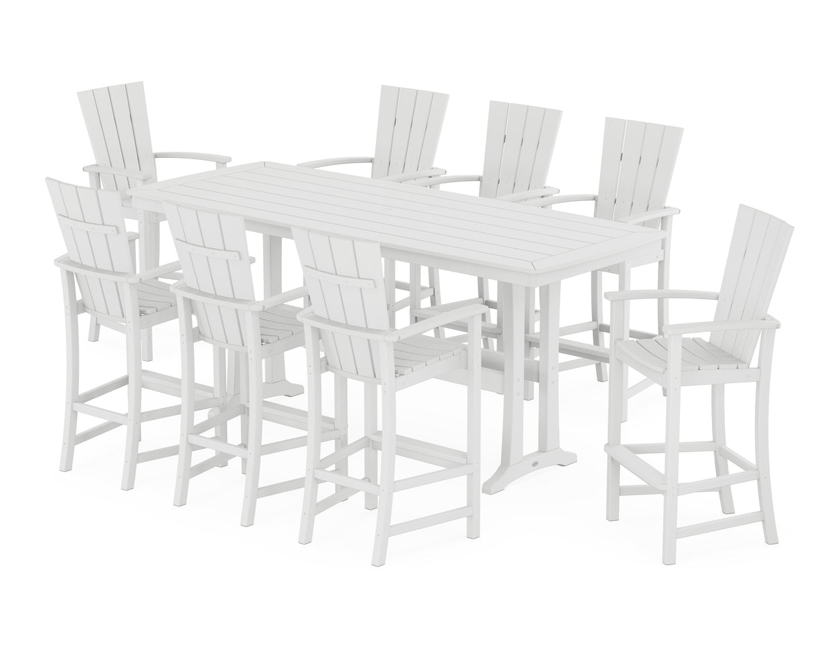 POLYWOOD Quattro Adirondack 9-Piece Bar Set with Trestle Legs in White