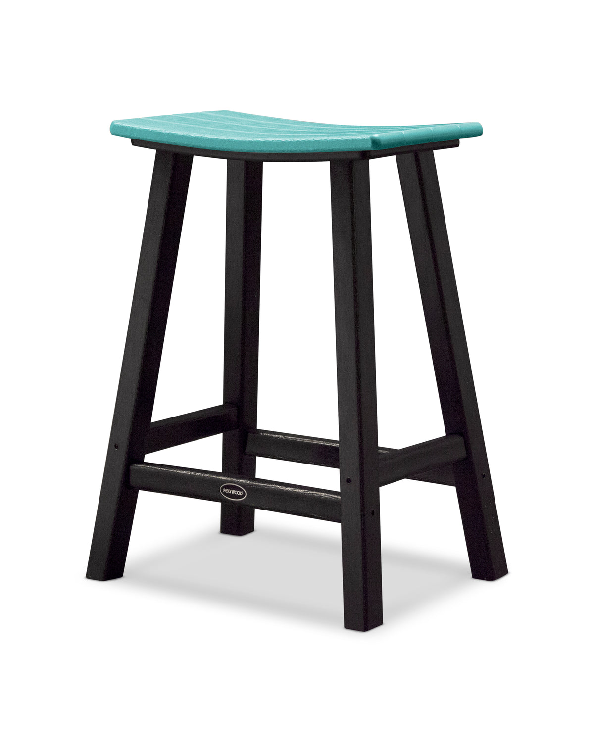 POLYWOOD Contempo 24" Saddle Counter Stool in Black / Aruba