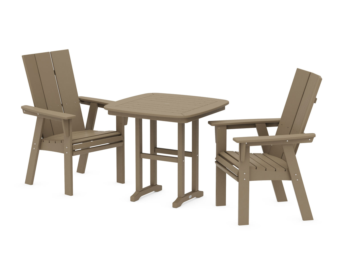 POLYWOOD Modern Curveback Adirondack 3-Piece Dining Set in Vintage Sahara