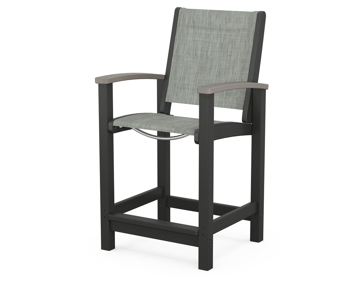 POLYWOOD Coastal Counter Chair in Black / Driftwood / Birch
