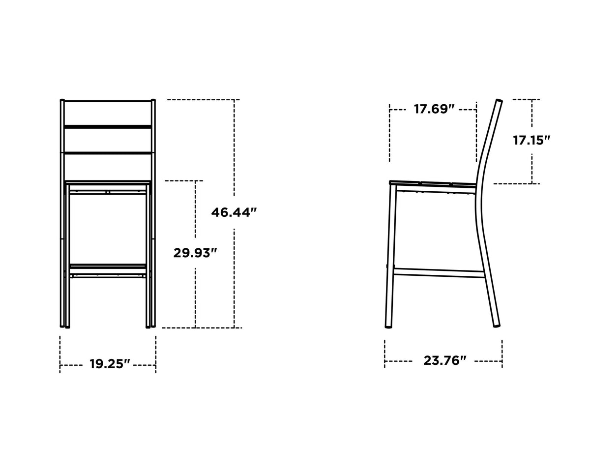 POLYWOOD Main Street Bar Side Chair dimensions