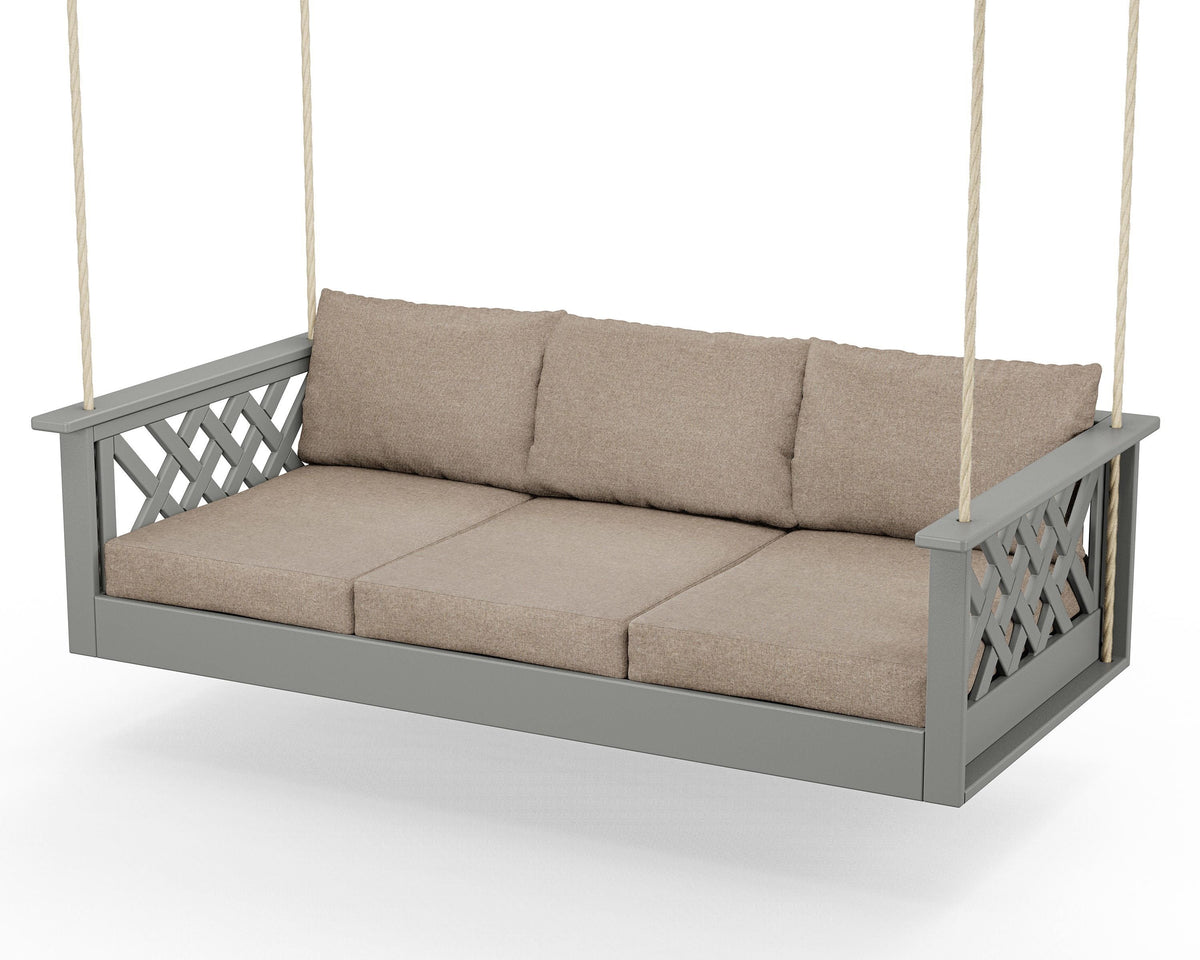 POLYWOOD Wovendale Daybed Swing in Slate Grey / Spiced Burlap