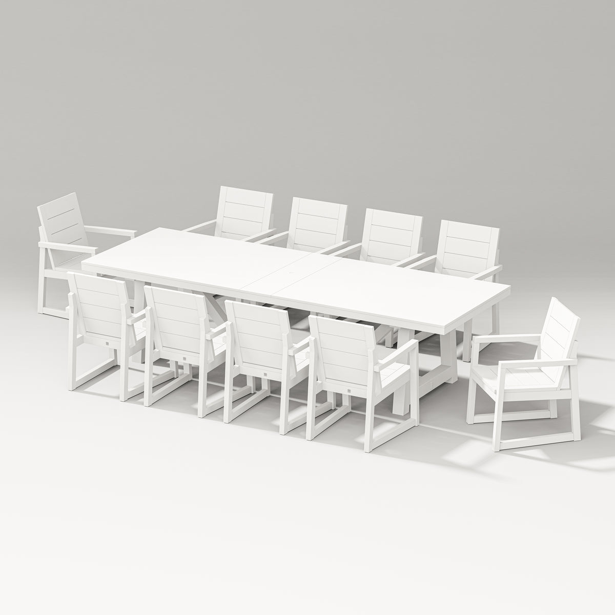 POLYWOOD PW Designer Series Elevate 11-Piece A-Frame Table Dining Set in Vintage White