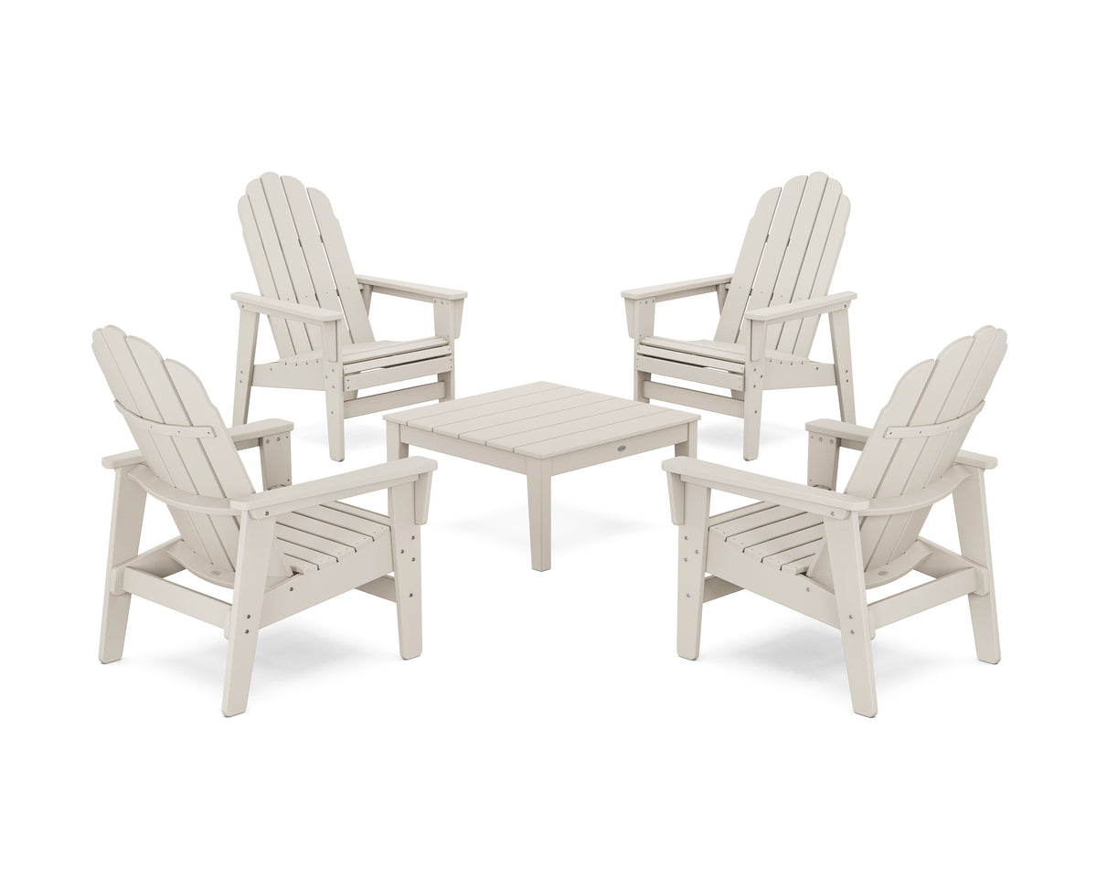 POLYWOOD 5-Piece Vineyard Grand Upright Adirondack Chair Conversation Group in Sand