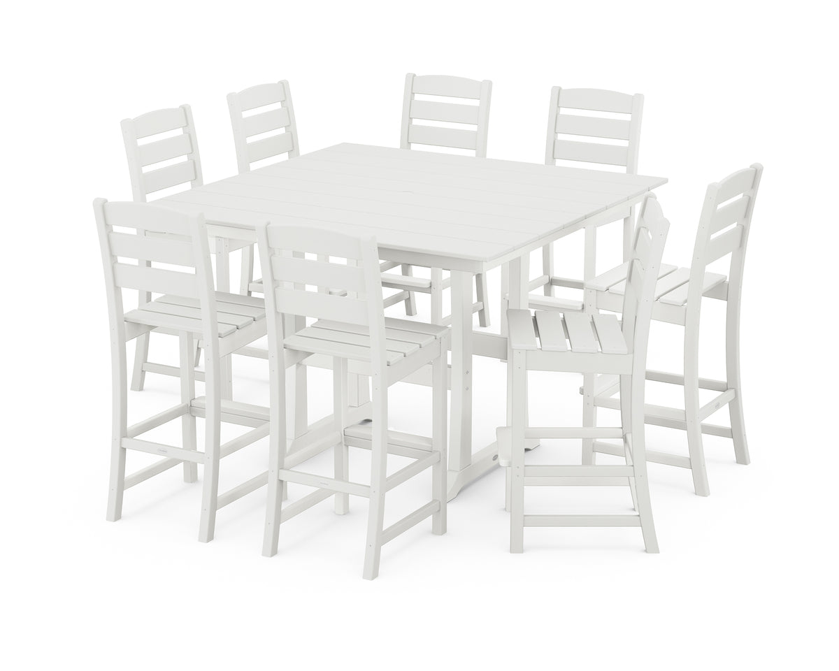 POLYWOOD Lakeside 9-Piece Bar Side Chair Set in Vintage White
