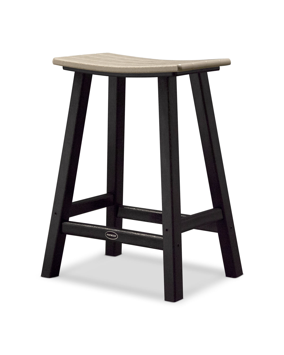 POLYWOOD Contempo 24" Saddle Counter Stool in Black / Sand