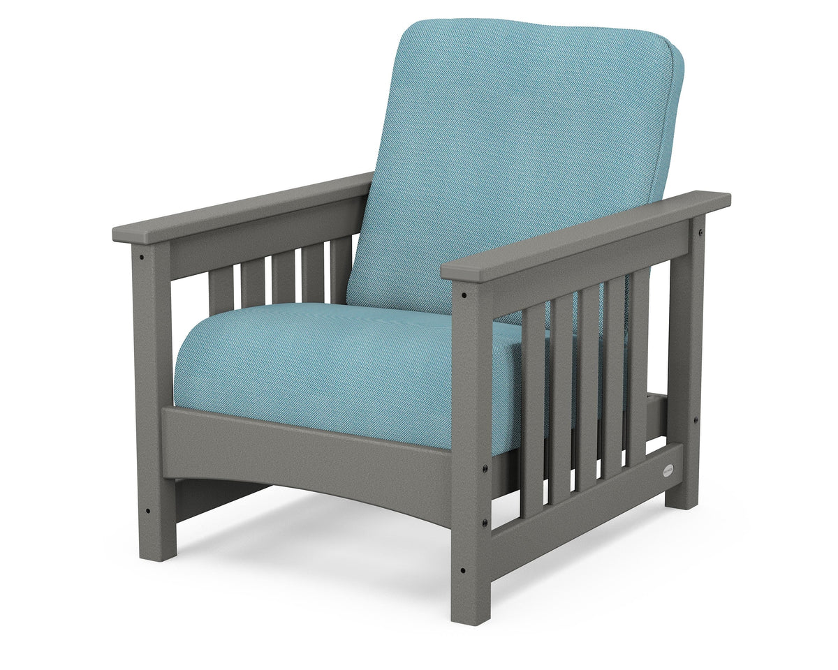 POLYWOOD Club Mission Chair in Slate Grey / Lattice Sky Blue