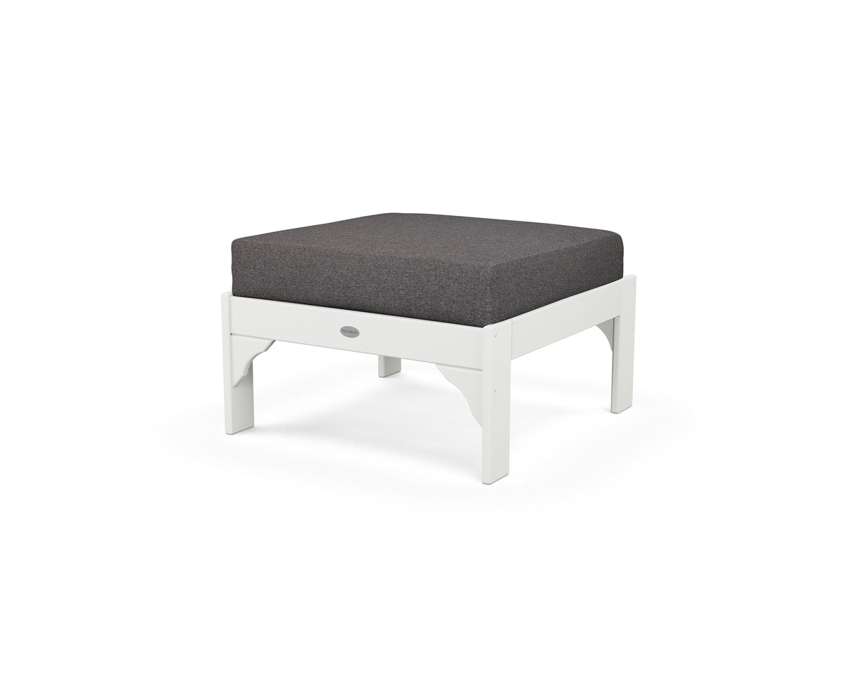 POLYWOOD Vineyard Deep Seating Ottoman in Vintage White / Ash Charcoal