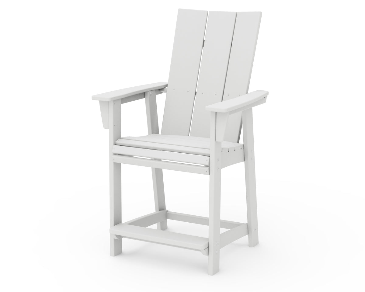 POLYWOOD Modern Curveback Adirondack Counter Chair in Vintage White