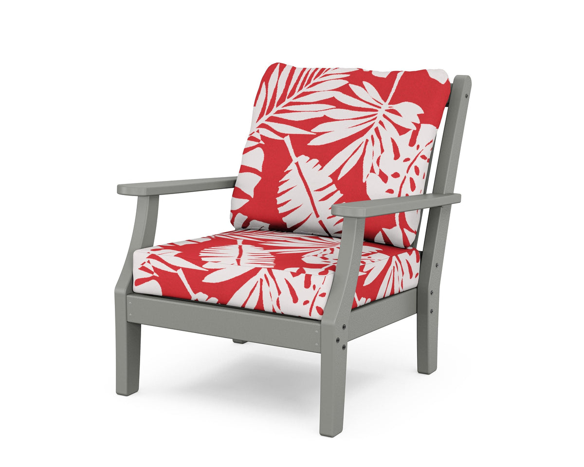 POLYWOOD Wovendale Deep Seating Chair in Slate Grey / Leaf Crimson