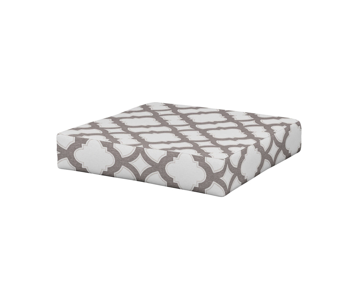 POLYWOOD Prescott Ottoman Cushion in Trellis Grey Mist