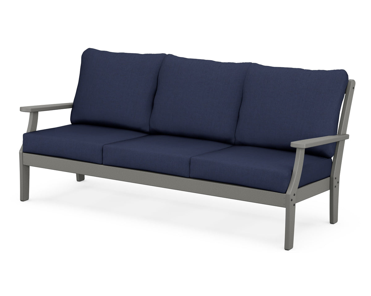 POLYWOOD Braxton Deep Seating Sofa in Slate Grey / Spectrum Indigo