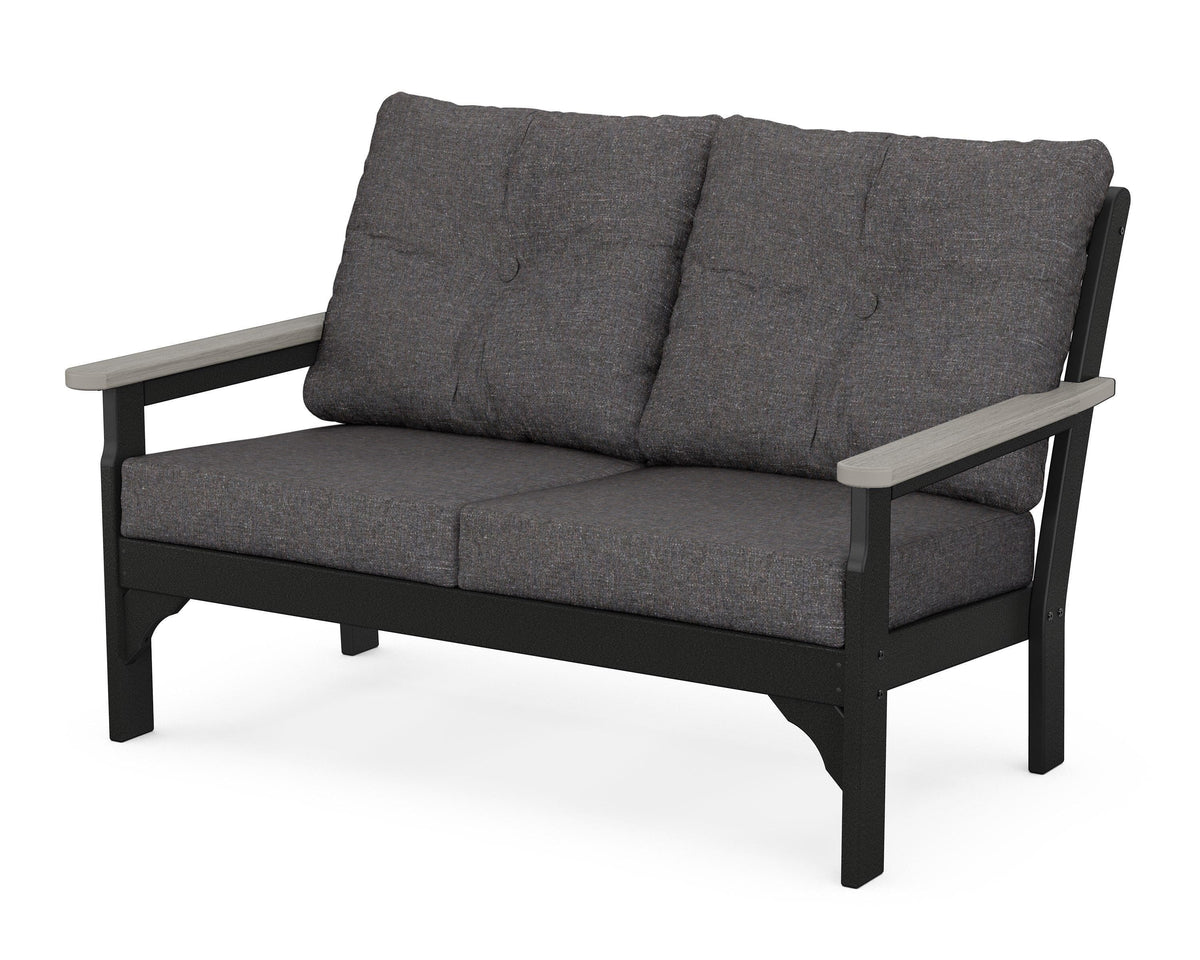 POLYWOOD Vineyard Deep Seating Loveseat in Black / Driftwood / Ash Charcoal