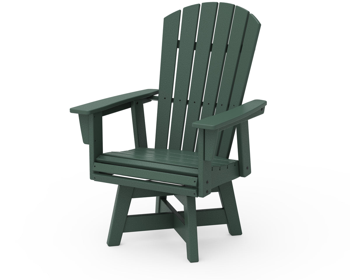 POLYWOOD Nautical Curveback Adirondack Swivel Dining Chair in Green