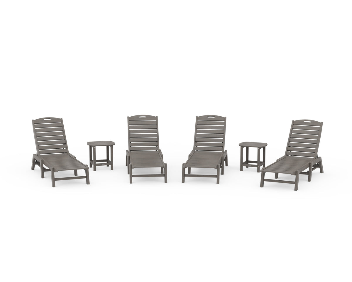 POLYWOOD Nautical Chaise 6-Piece Set in Driftwood