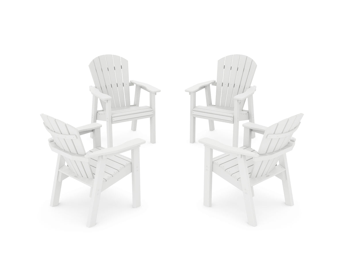 POLYWOOD Seashell 4-Piece Upright Adirondack Conversation Set in White