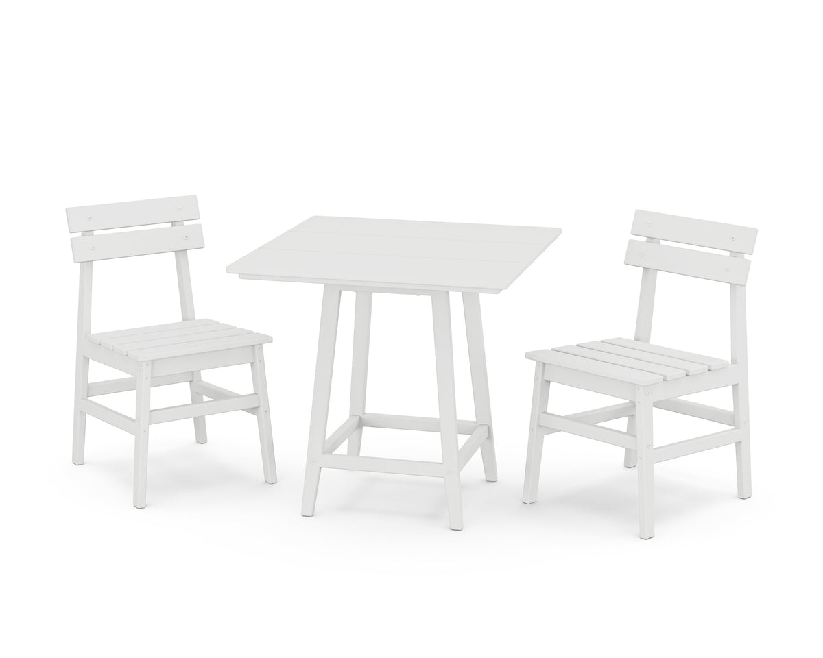 POLYWOOD Modern Studio Plaza Chair 3-Piece Bistro Dining Set in White