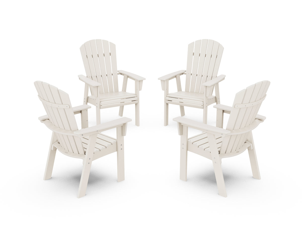 POLYWOOD Nautical 4-Piece Curveback Upright Adirondack Conversation Set in Sand