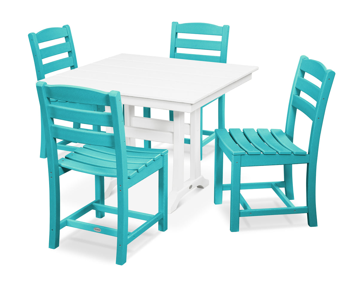 POLYWOOD La Casa Café 5-Piece Side Chair Dining Set in Aruba / White