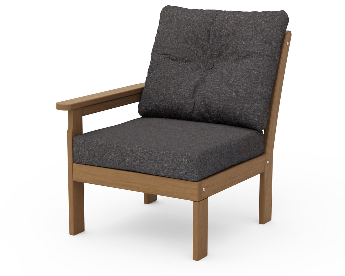POLYWOOD Vineyard Modular Left Arm Chair in Natural / Ash Charcoal