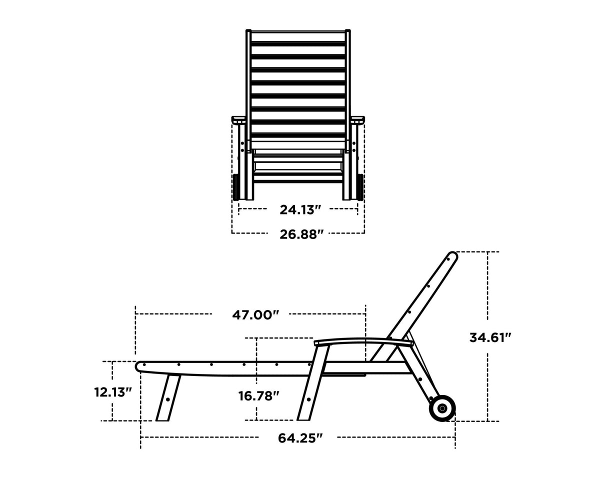 POLYWOOD Signature Chaise with Wheels dimensions