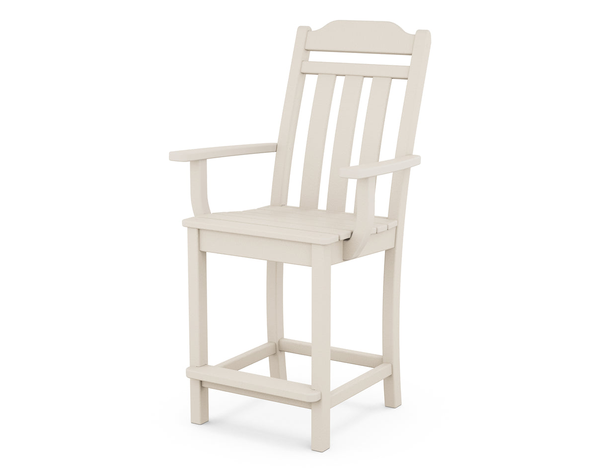 POLYWOOD Cottage Counter Arm Chair in Sand