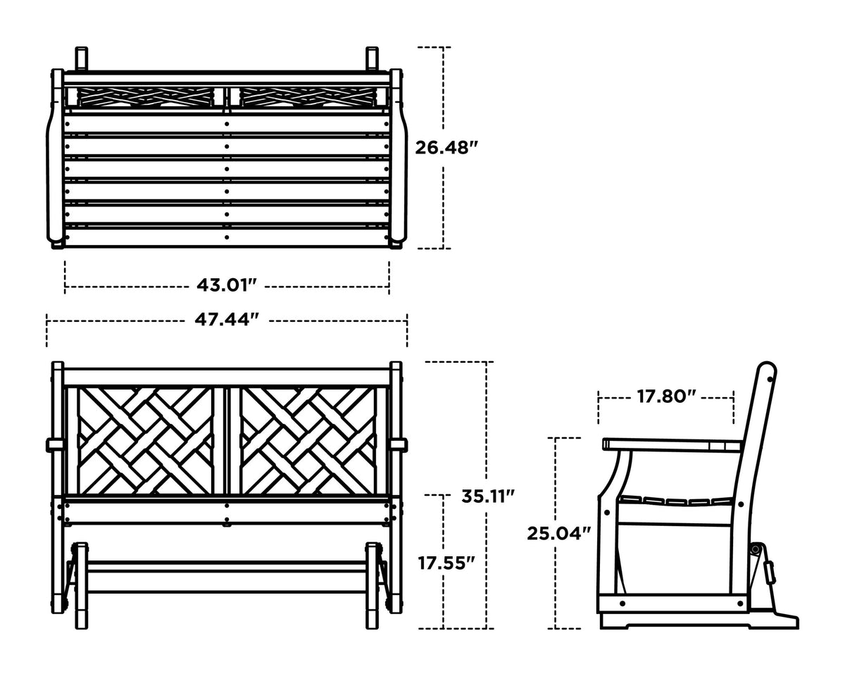 POLYWOOD Wovendale 48" Glider dimensions
