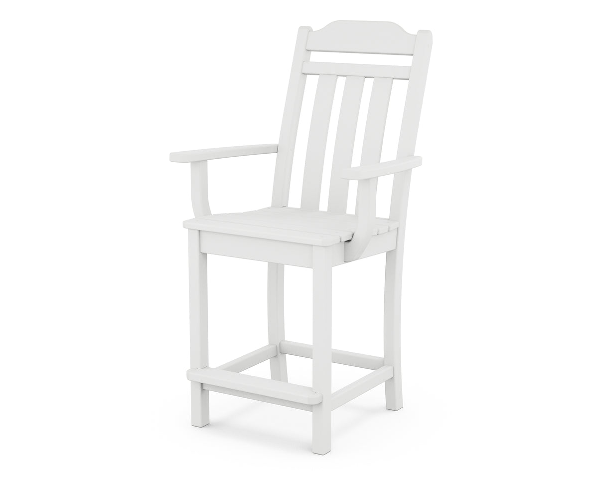 POLYWOOD Cottage Counter Arm Chair in White