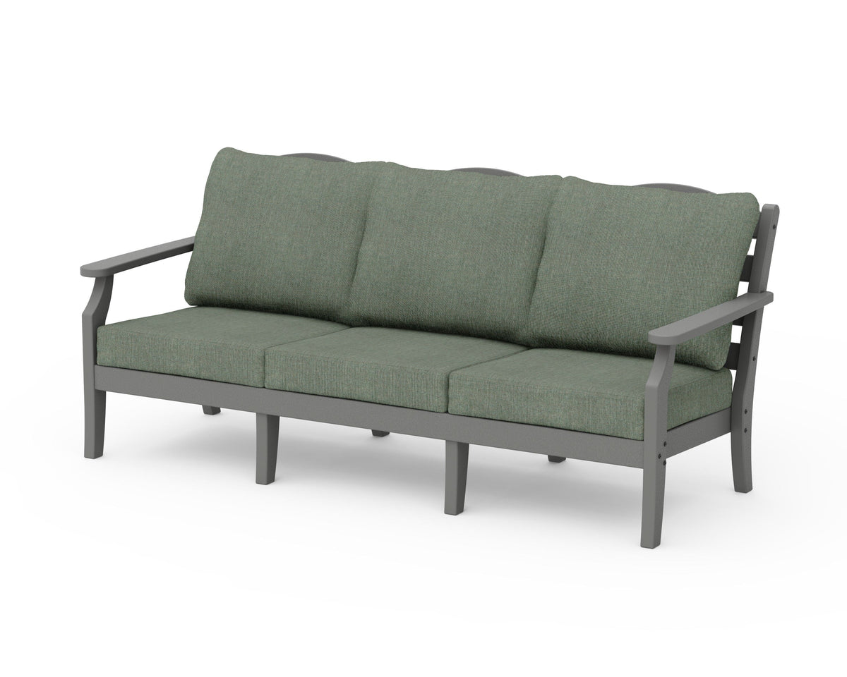 POLYWOOD Savannah Deep Seating Sofa in Slate Grey / Cast Sage