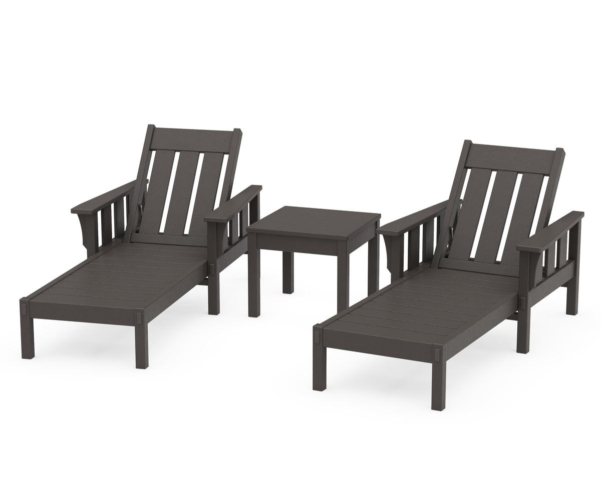 POLYWOOD Acadia 3-Piece Chaise Set in Vintage Coffee