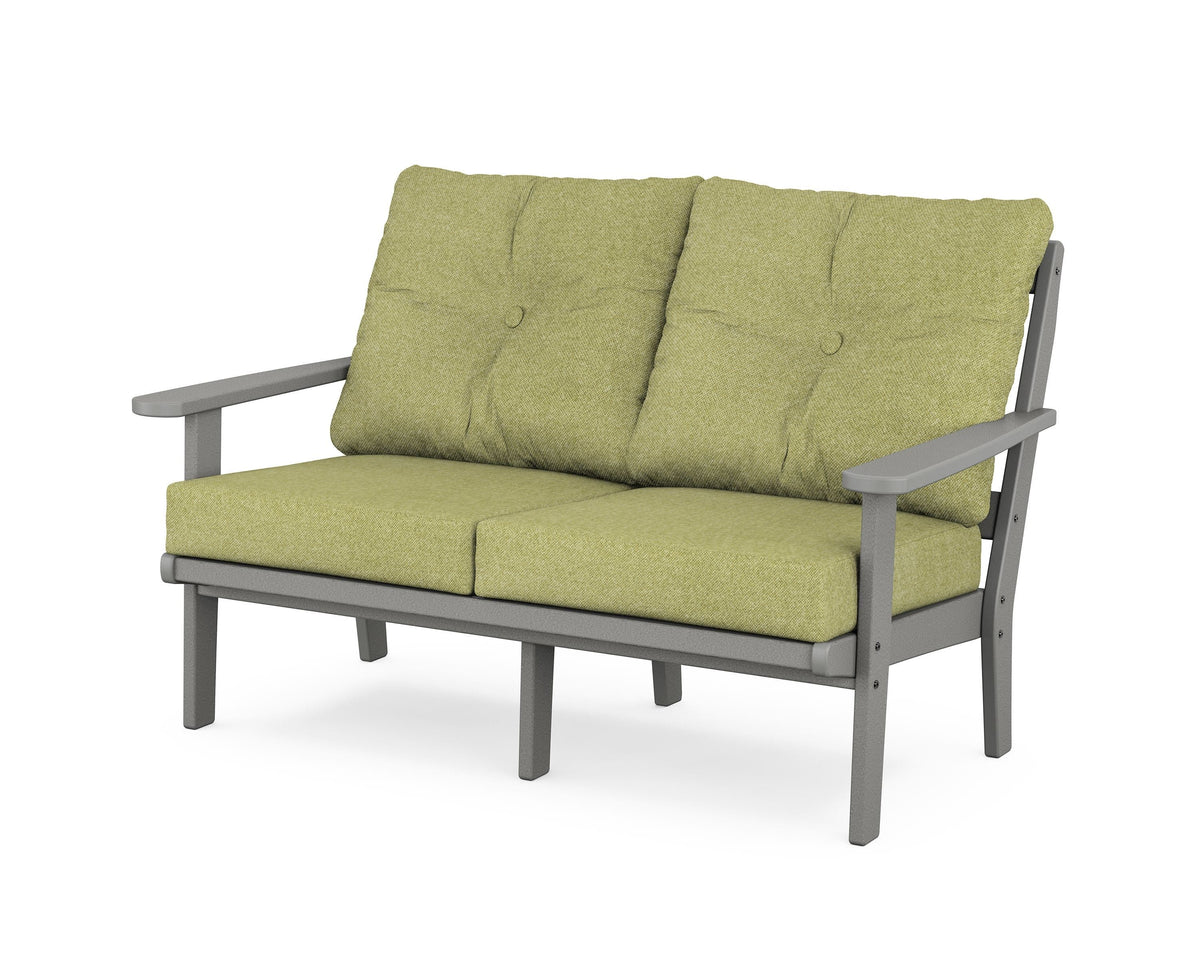 POLYWOOD Mission Deep Seating Loveseat in Slate Grey / Chartreuse Boucle