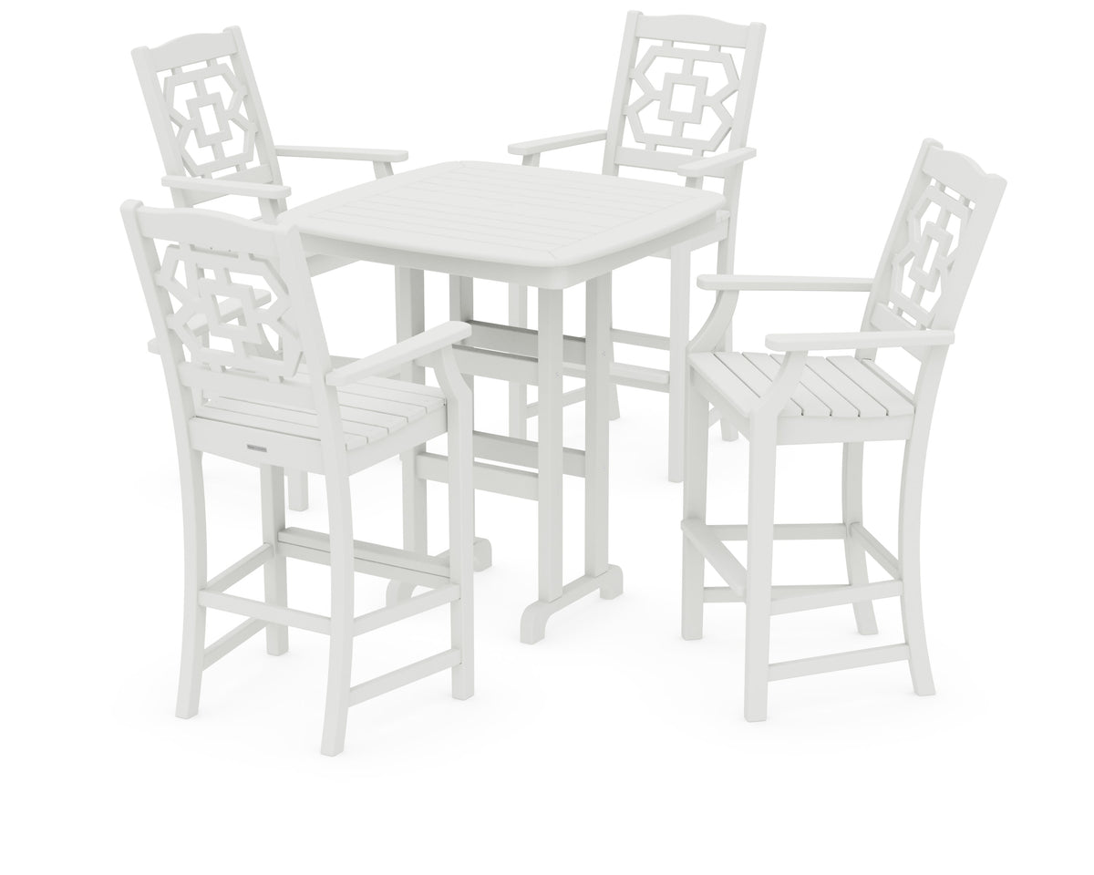 POLYWOOD Chinoiserie 5-Piece Bar Set in Vintage White