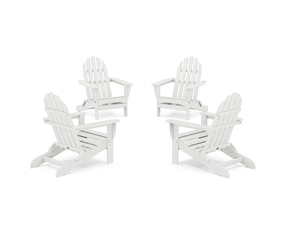 POLYWOOD 4-Piece Classic Folding Adirondack Conversation Set in White