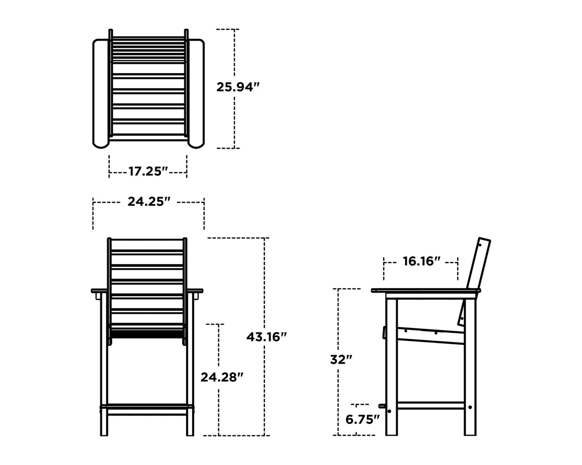 POLYWOOD Captain Counter Chair dimensions
