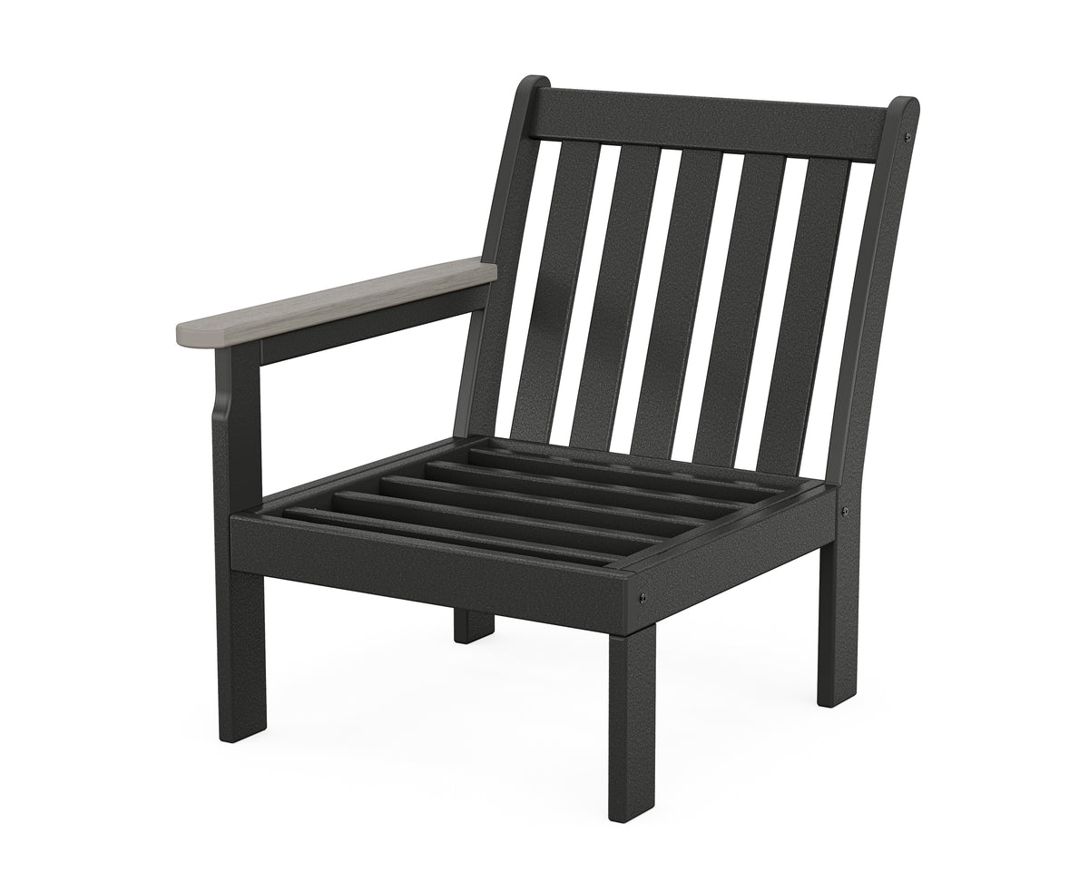POLYWOOD Vineyard Modular Left Arm Chair Frame in Black / Driftwood